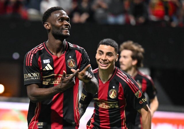 Emmanuel Latte Lath Of Atlanta Celebrates A Goal On February 22, 2025