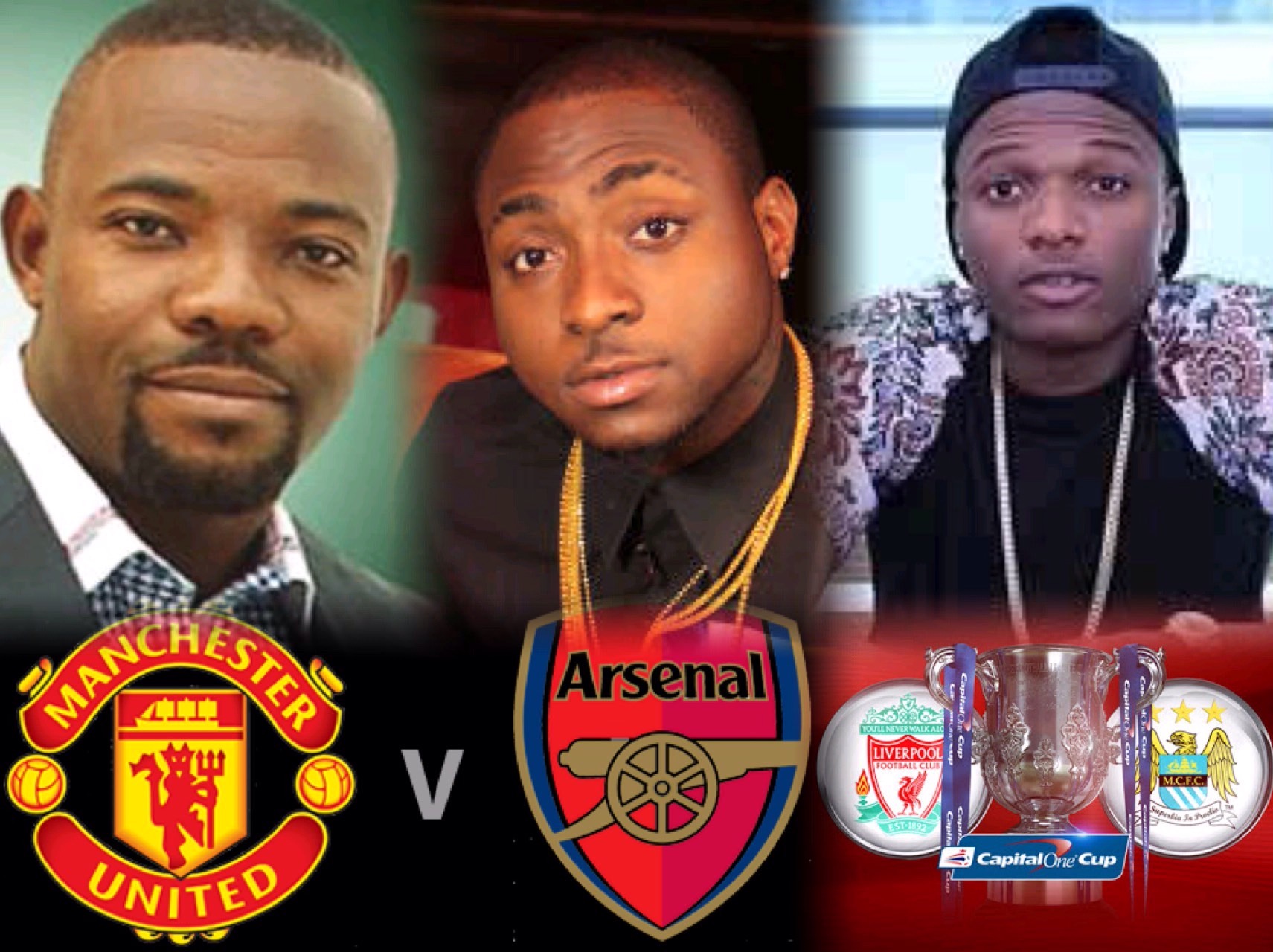 Okey Bakassi Backs Arsenal Against United, Davido In Dilemma; Wizkid Roots For Liverpool Okey Bakassi Backs Arsenal Against United, Davido In Dilemma; Wizkid Roots For Liverpool