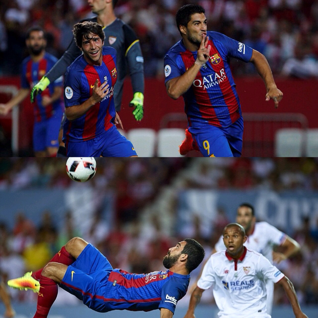 Suarez, Munir Score As Barca Beat Sevilla In Spanish Super Cup 1st Leg Suarez, Munir Score As Barca Beat Sevilla In Spanish Super Cup 1st Leg