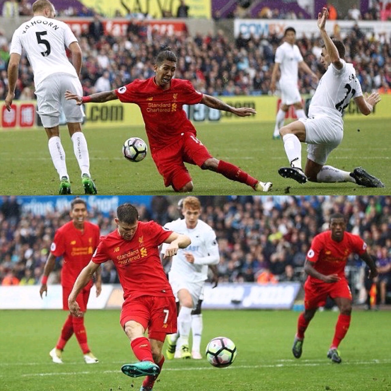 Firmino, Milner Score As Liverpool Edge Swansea Firmino, Milner Score As Liverpool Edge Swansea