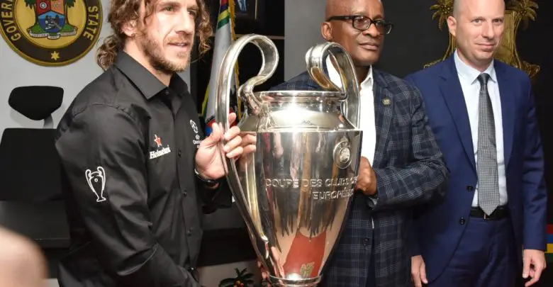 Puyol, Okocha Visit Ambode As Heineken Thrill Fans On Day Two Of #Unmissable UEFA Champions League Trophy Tour