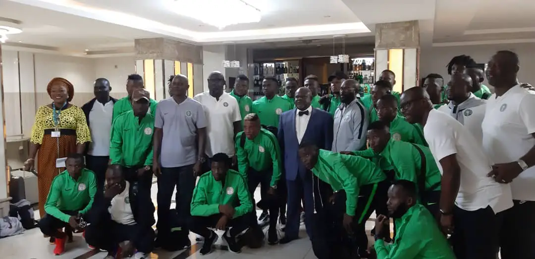 Image result for Super Eagles players arrive in Lome for CHAN 2020 Qualifier