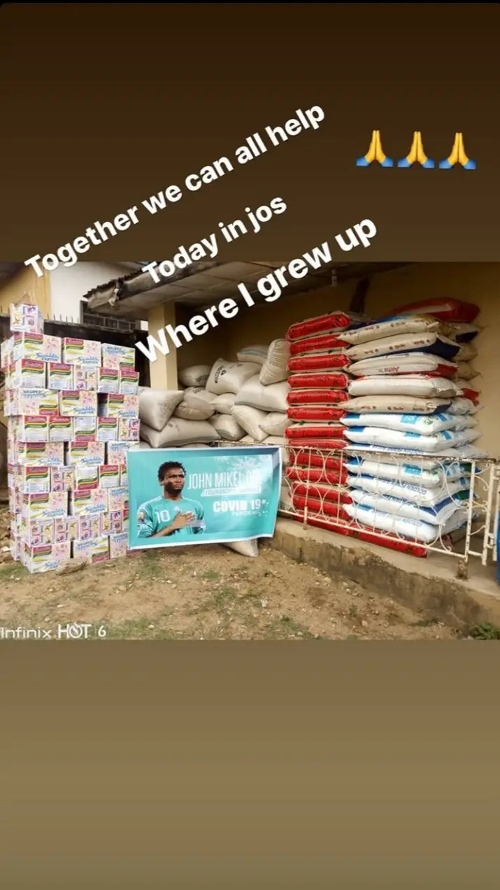 Coronavirus: Mikel  Donates Food Items To The Needy In Jos