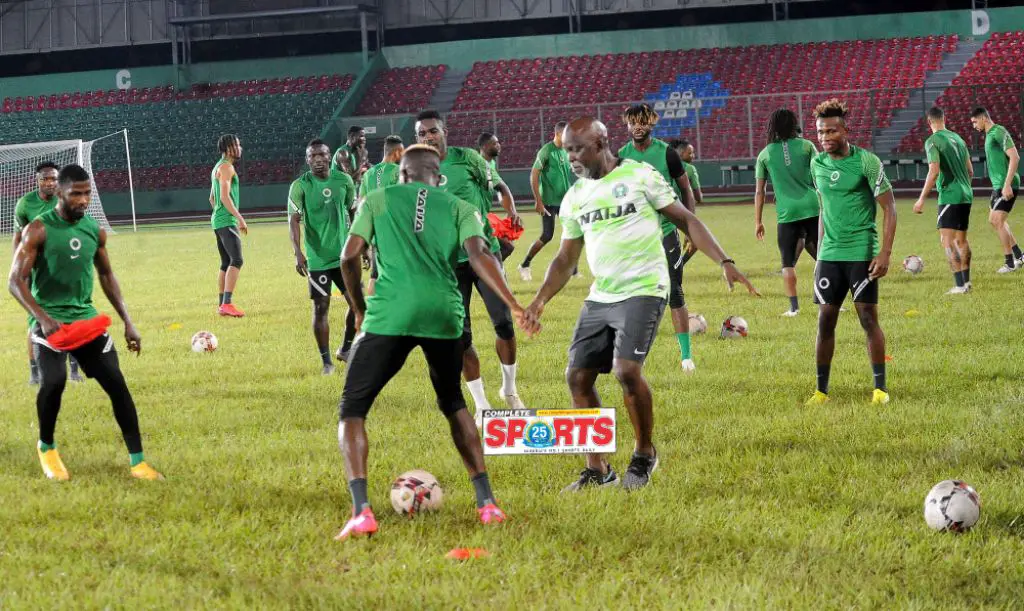 PHOTOS: Sports Minister Dare, Pinnick Dazzle As Eagles Round Off Training For Sierra Leone Clash