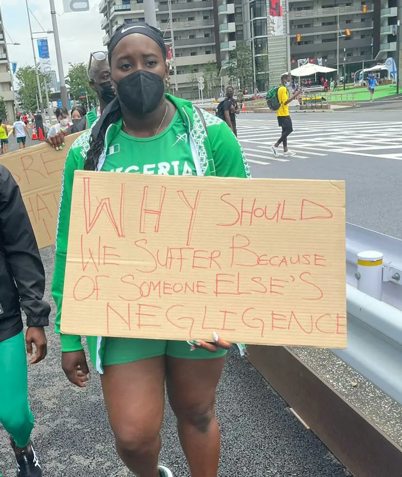 Disqualified Nigerian Track And Field Athletes Protest In Tokyo 