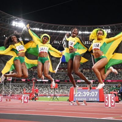 elaine-thompson-herah-briana-williams-shelly-ann-frazer-pyrce-shericka-jackson-4×100-relay-tokyo-2020-olympics-sprint-sports-industry