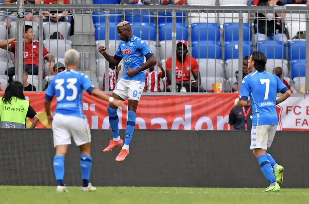 Osimhen Reacts After Netting Brace For Napoli Against Bayern Munich
