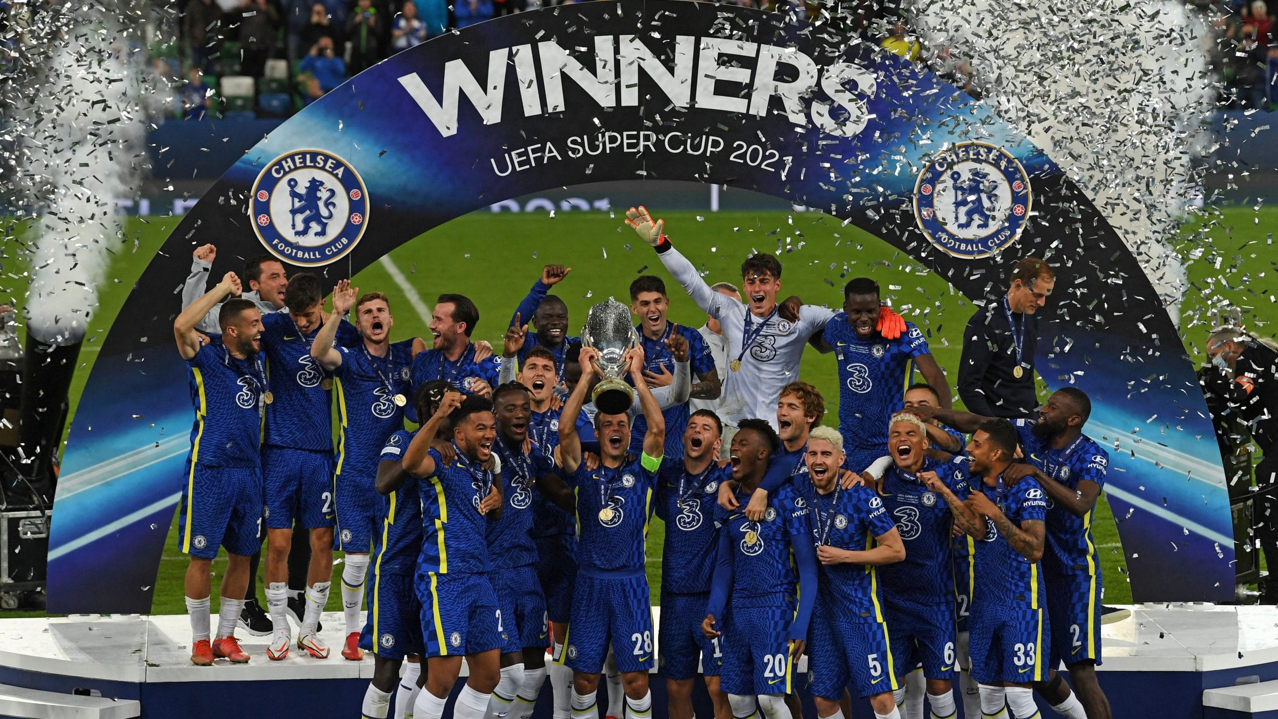 Mikel Celebrates Chelsea Super Cup Win Over Villarreal
