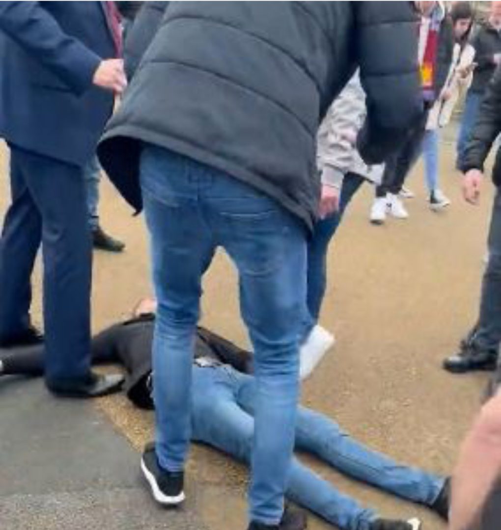 West Ham Fan Knocks Out Chelsea Supporter Before London Derby