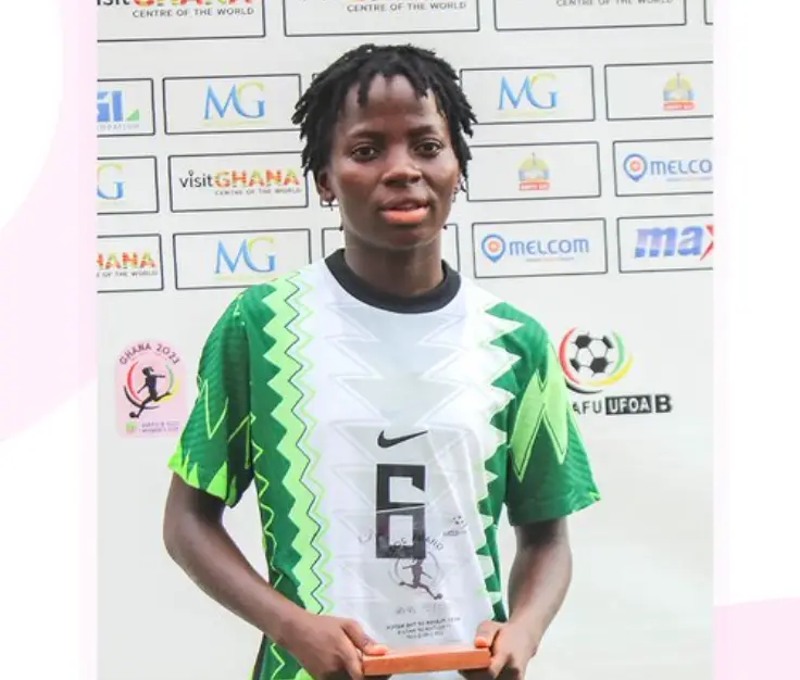 Falconets Star Afolabi Celebrates Player Of The Match Award