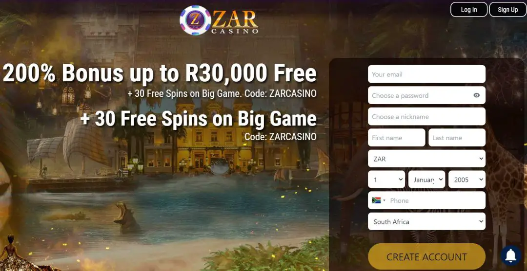 zar casino free spins codes