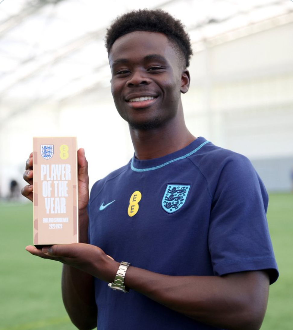 Saka Wins England Men’s Player of the Year Award For Second Successive Year