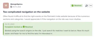 customer complaints parimatch