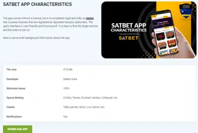 A list of the satbet app features 