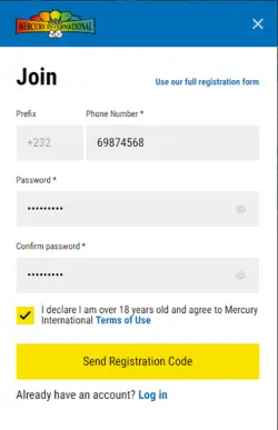 mercurybet registration page