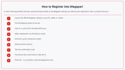How to register on megapari 