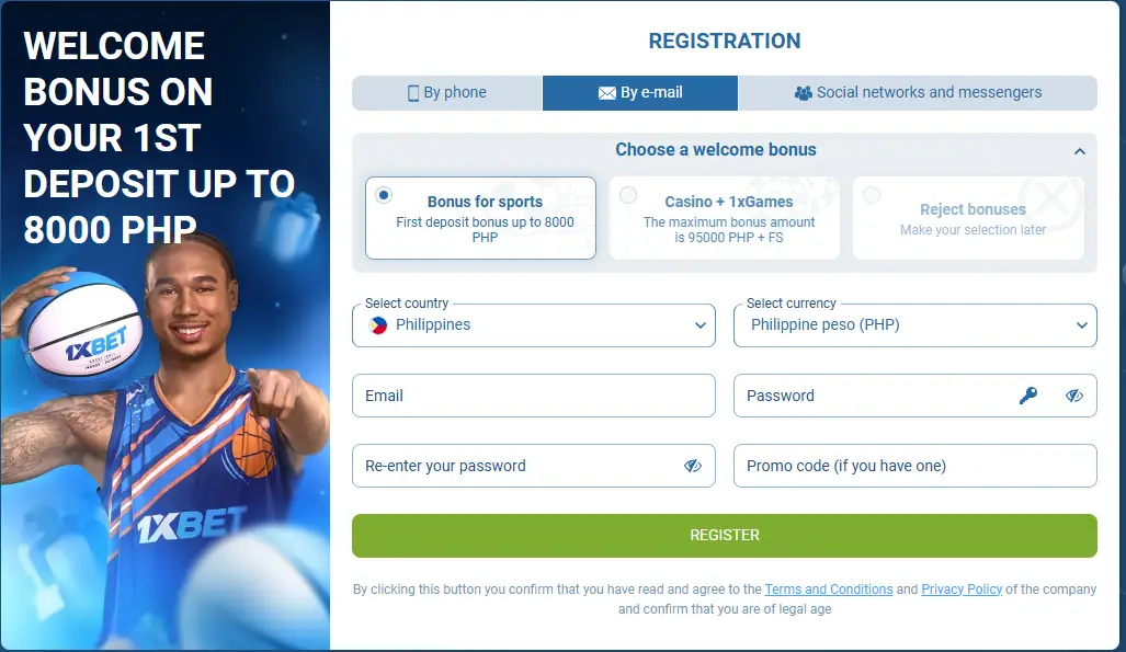 1xBet Philippines Promo Code Email Registration