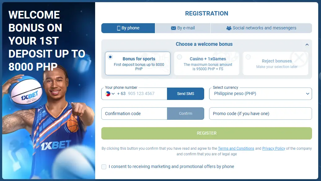 1xBet Philippines Promo Code Phone Registration