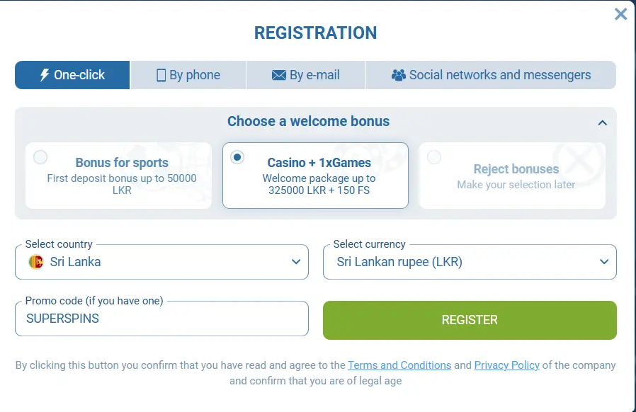 1xBet Casino Promo Code