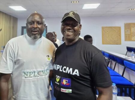 EXCLUSIVE: NPFL — Boboye Set To Replace Odigie As Bayelsa United Head Coach Kennedy Boboye (left) with the NFF Technical Director, Austine Eguavoen – is set to take charge of Bayelsa United as new Head Coach