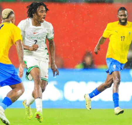 EXCLUSIVE: Super Eagles Earn Iroha’s Praise For Emphatic World Cup Play-Off Semi-Final Win Over Gabon Super Eagles' defenderBenjamin Frederick takes on Gabon players in World Cup qualification play-off in Rabat