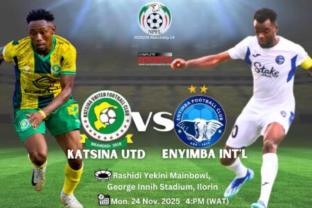 NPFL: Katsina United vs Enyimba: People’s Elephant Targets Fresh Start Under Interim Coach Ukaegbu In Ilorin Katsina United vs Enyimba at Rashidi Yekini Mainbowl, George Innih Stadium, Ilorin.