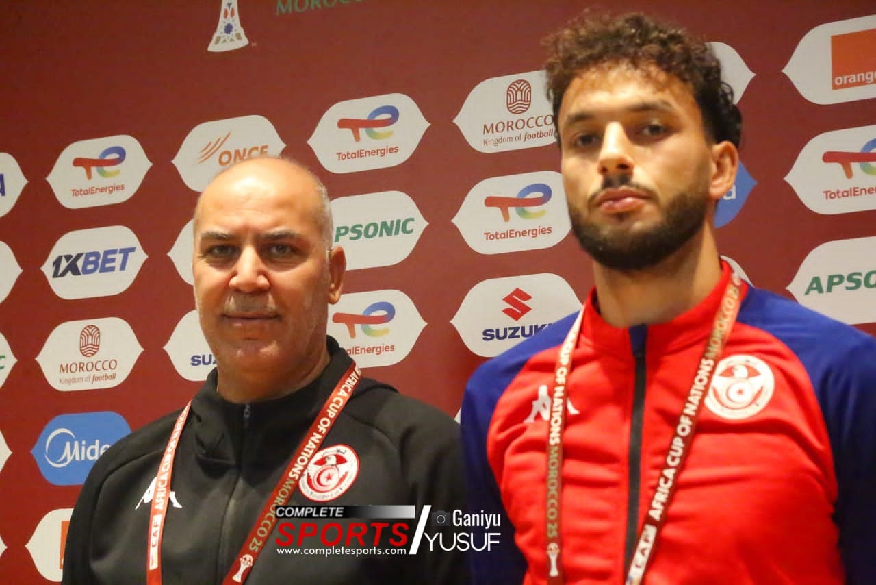 AFCON 2025: Tunisia coach Sami Trabelsi and his team captain, Ferjani Sassi at pre-match presser ahead of Nigeria clash 