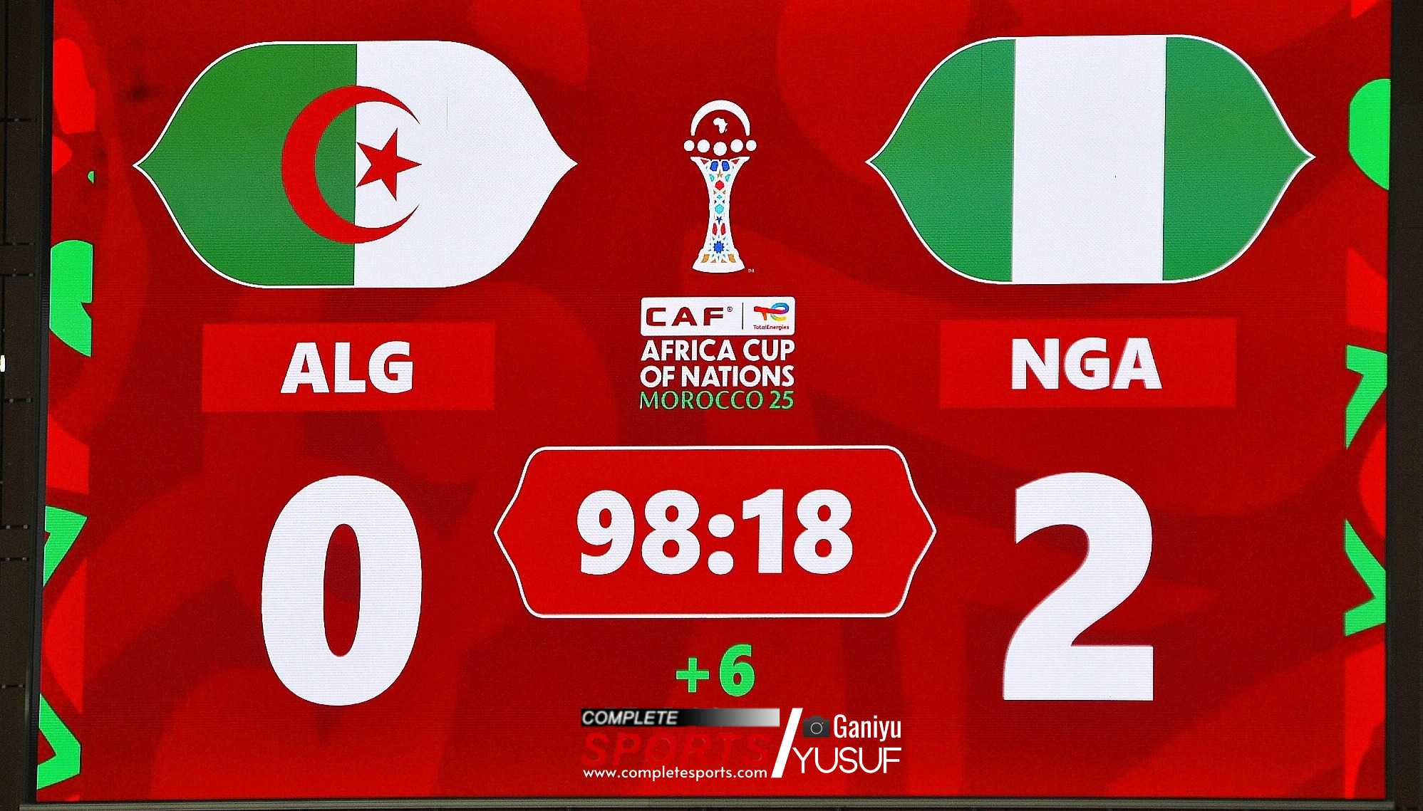 AFCON 2025 Quarterfinal: Algeria 0–2 Nigeria