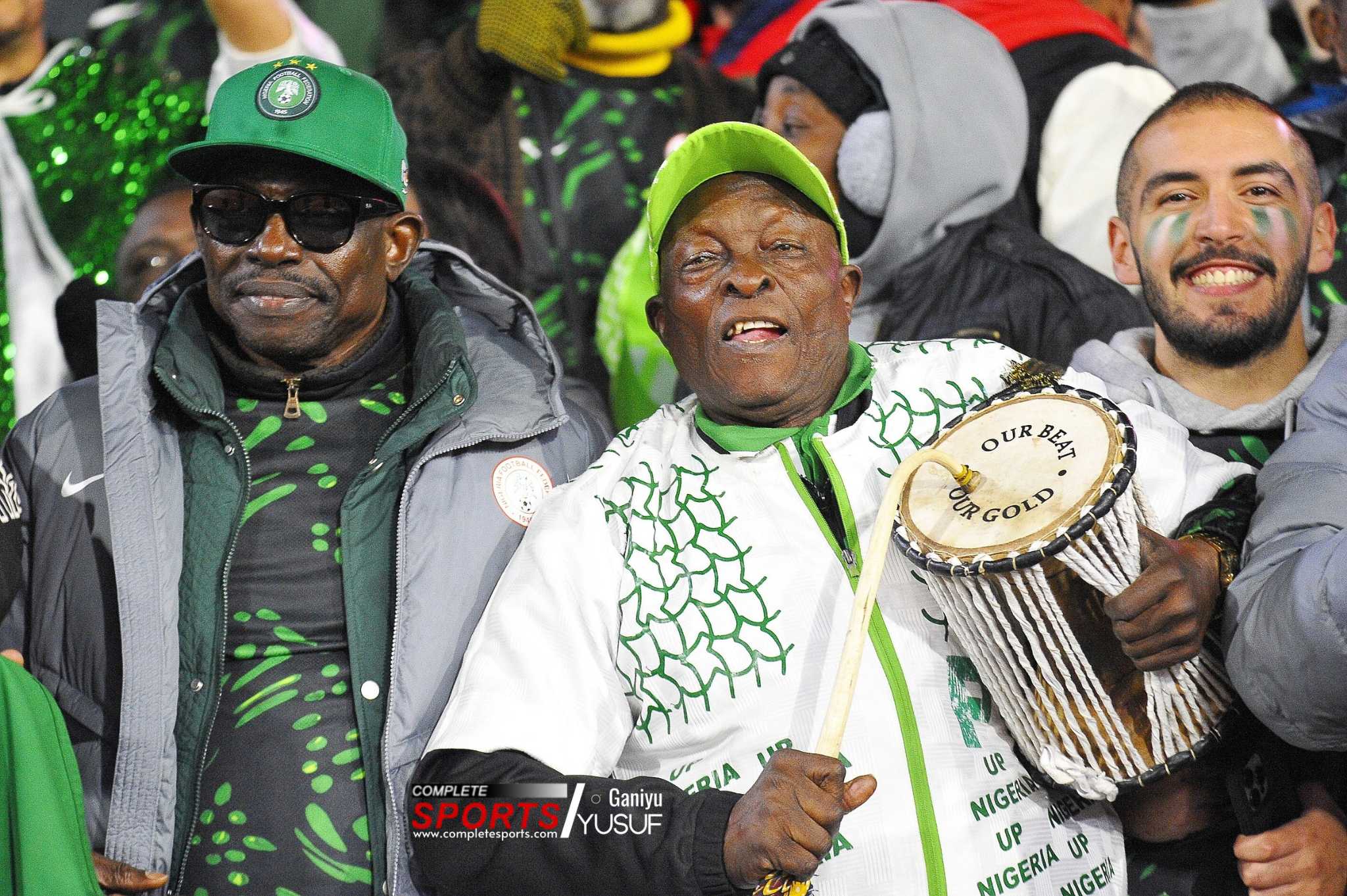 Dr. Rafiu Ladipo, President General of the Nigeria Football Supporters Club, took over the drumming personally as the Super Eagles celebrated their ninth AFCON 2025 bronze medal……