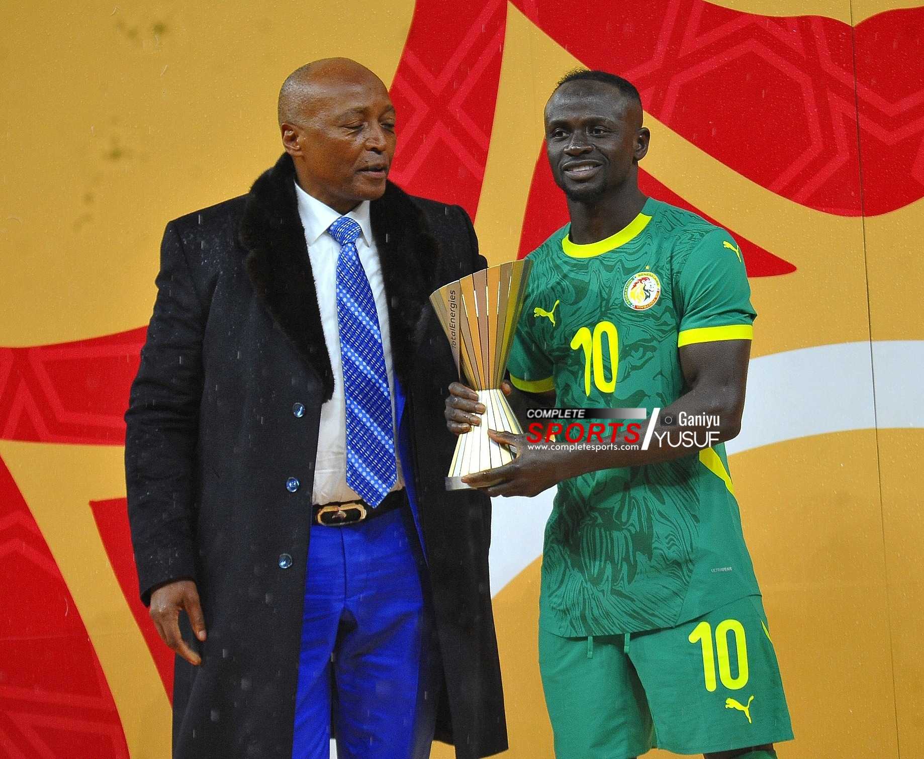 Sadio Mane receives AFCON 2025 MVP award from CAF President, Patrice Motsepe 