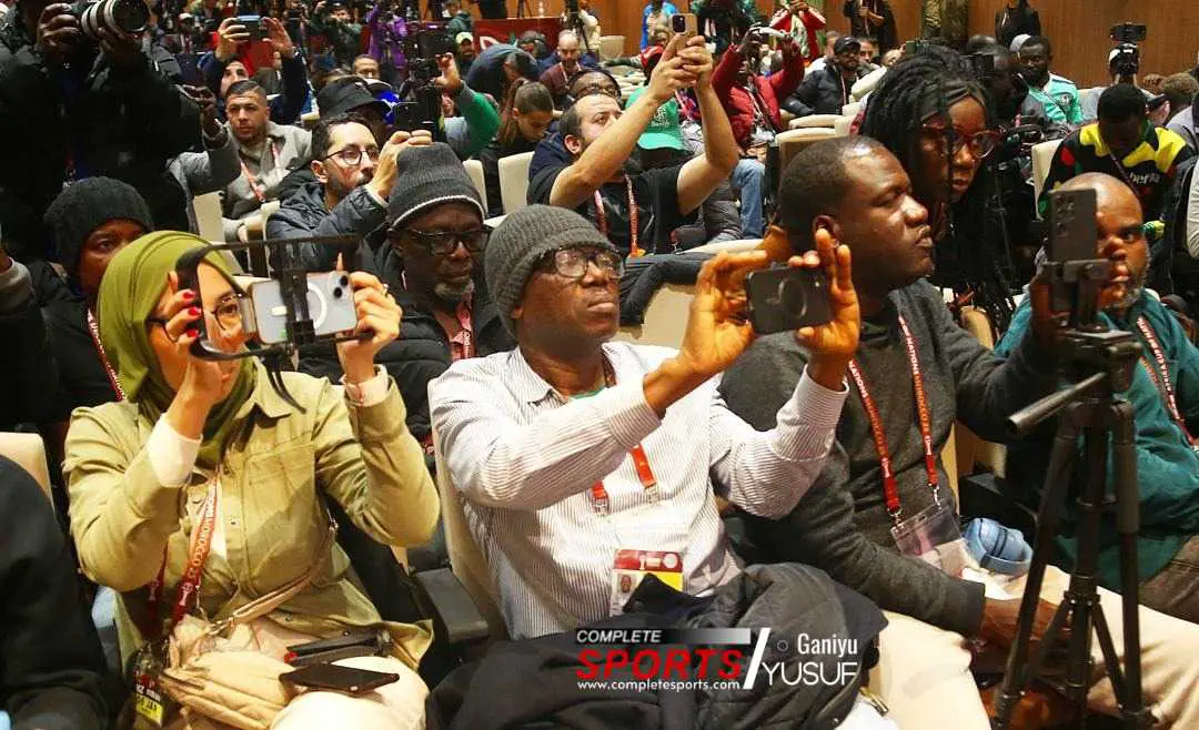 A packed Pre-match presser room for Super Eagles and Algeria in Marrakech 