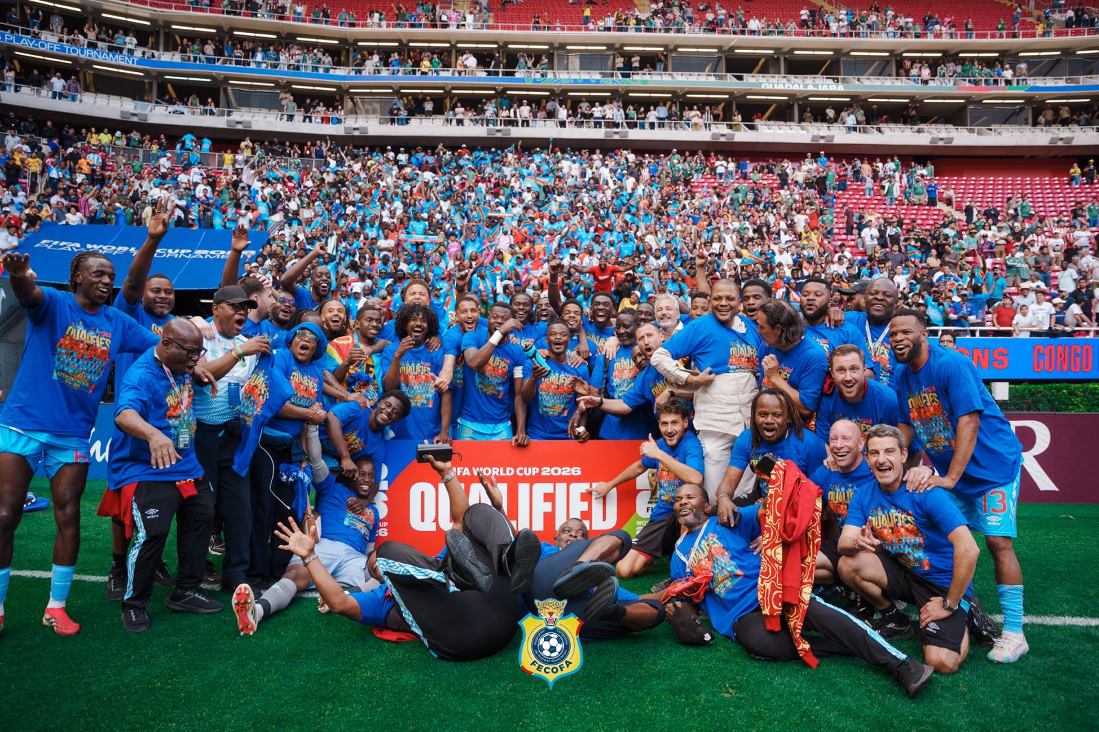DR Congo players celebrate historic qualification for the 2026 FIFA World Cup after defeating Jamaica