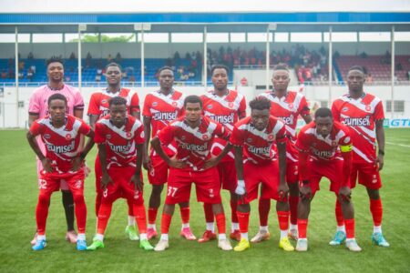 Abia Warriors starting lineup against Ikorodu City at Enyimba Stadium Aba