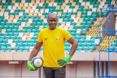 Flamingos Goalkeeper Coach, Ige: ‘Shot-Stoppers Are Coaches In Disguise’ Flamingos goalkeeper coach, Kola Ige, in Shooting Stars SC training session