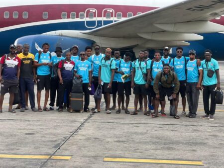 Bayelsa United players and officials after flying into Katsina for their NPFL 2025/26 matchday 35 game against Katsina United.
