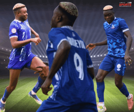 NPFl: Finidi Banks On New Scoring Sensation Surveyor For Goals Against Abia Warriors Handsome Surveyor in action for Rivers United in the NPFL