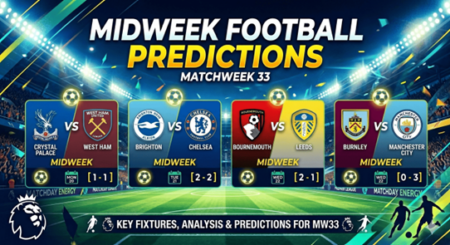 Midweek Football Predictions: Key Fixtures To Watch (Premier League Matchweek 33) Premier League