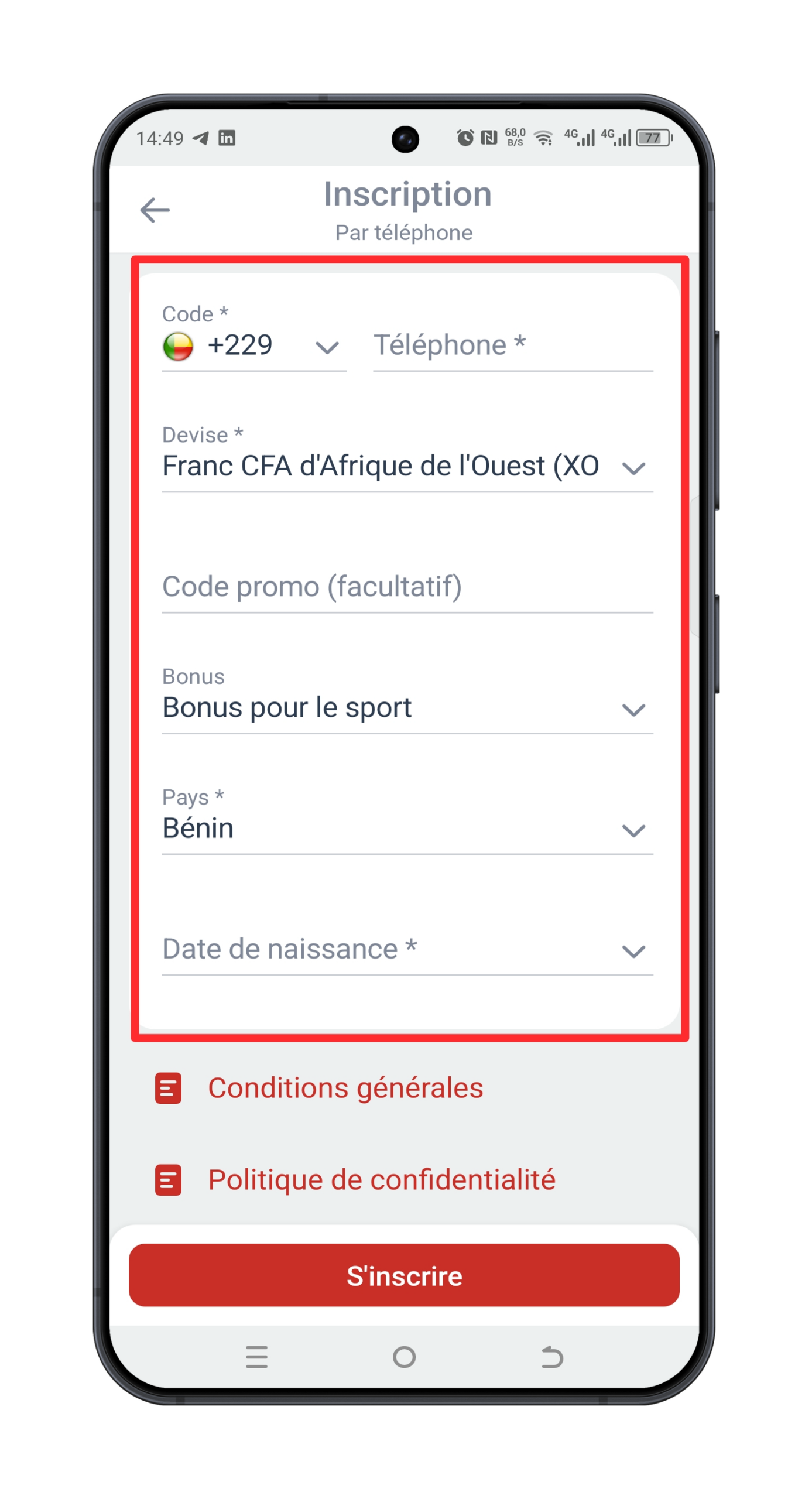 Étape 3 - Remplir le formulaire selon la méthode d’inscription choisie