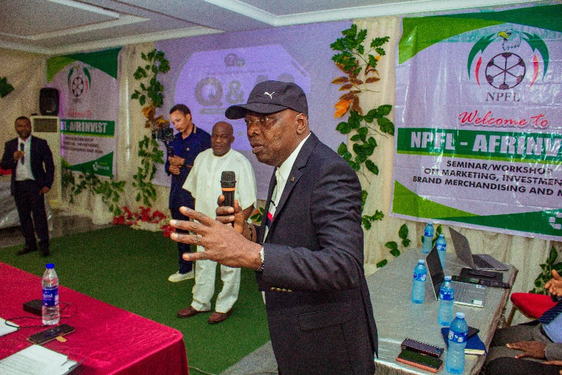 NPFL COO Davidson Owumi addressed club media and marketing officers during the NPFL/Afrinvest seminar in Enugu.