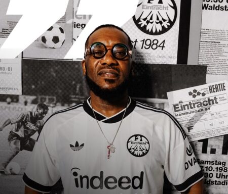 Okocha Models Frankfurt’s New Away Jersey For 2026/2027 Season