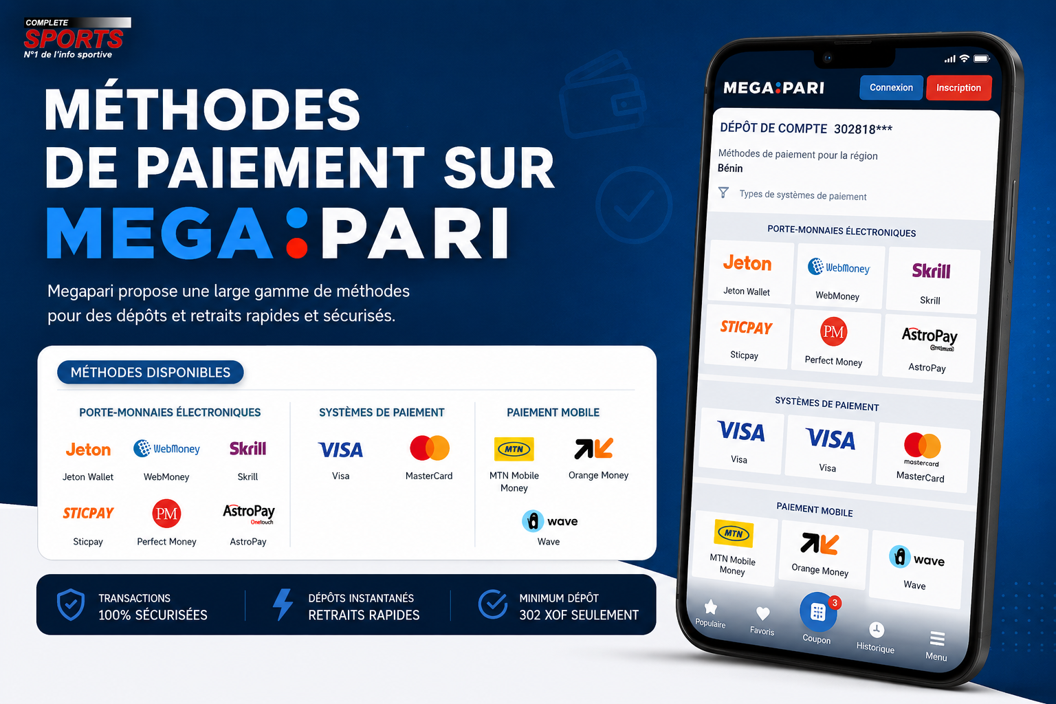 Avis Megapari sur les méthodes de paiement disponibles