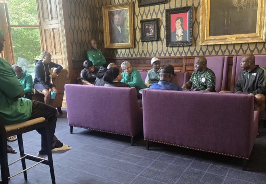 Team Nigeria athletes are received by the NSC Director General Bukola Olopade on arrival in Aberdeen ahead of the Commonwealth Games 2026