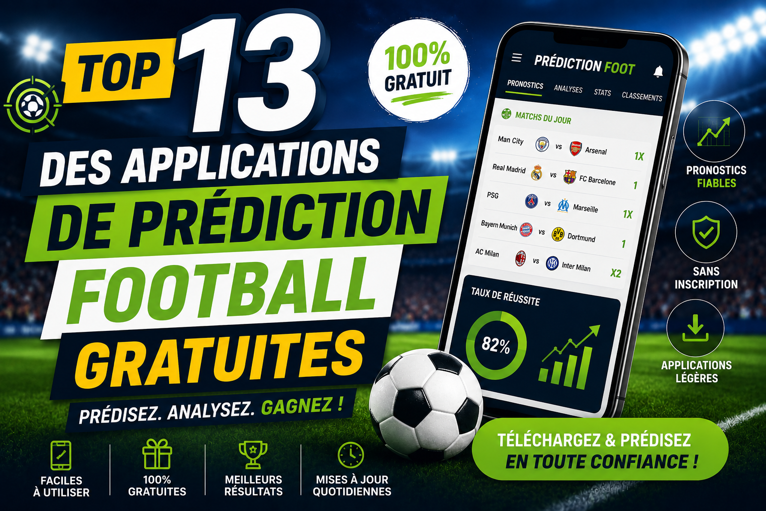 Top 13 des Applications de Prédiction Football Gratuites