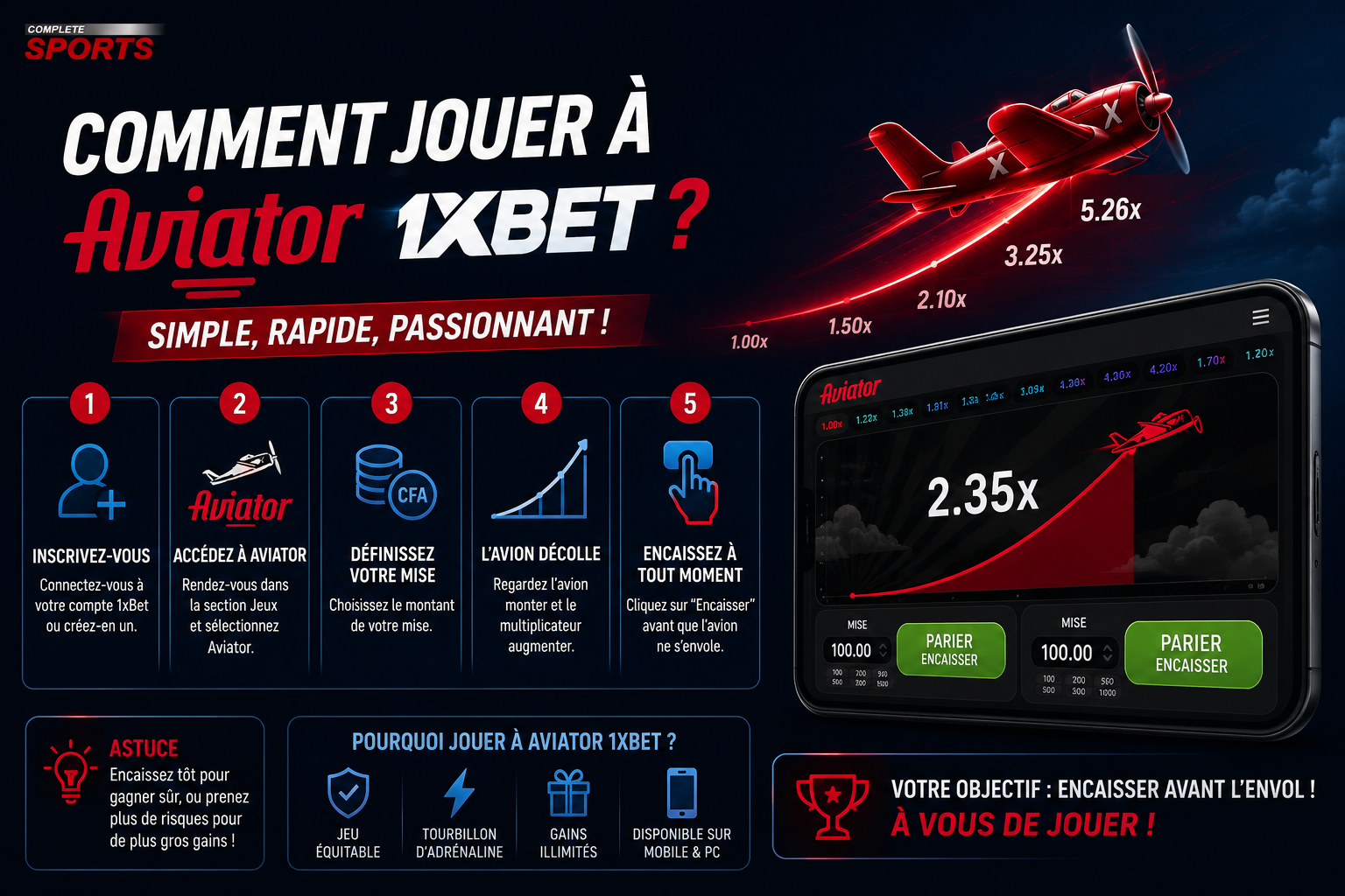 Voici comment jouer à Aviator 1xBet