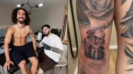 Cucurella Fulfills World Cup Promise, Gets Tattoo Of Spain Coach, De La Fuente