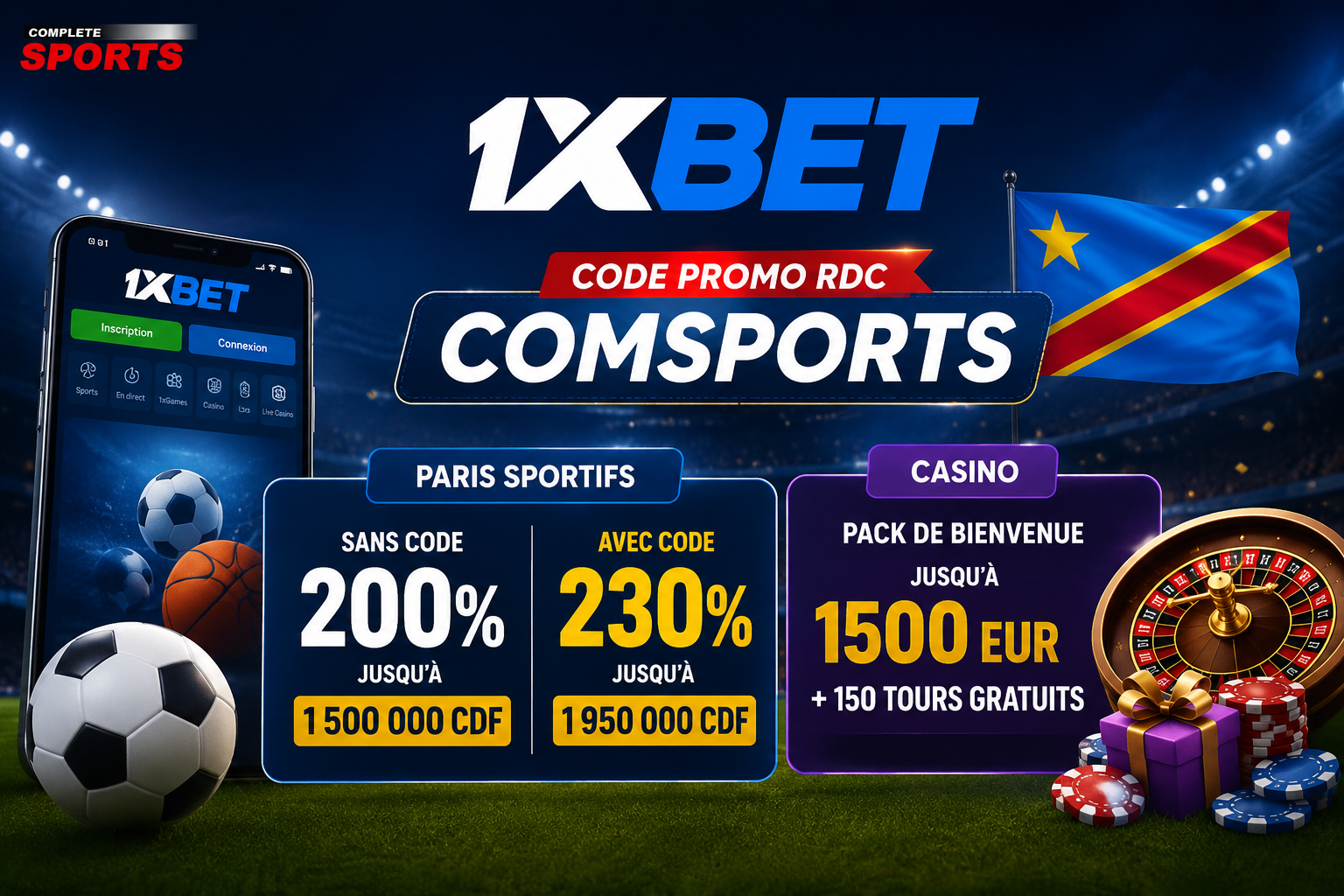 Code promo 1xBet RDC - COMSPORTS