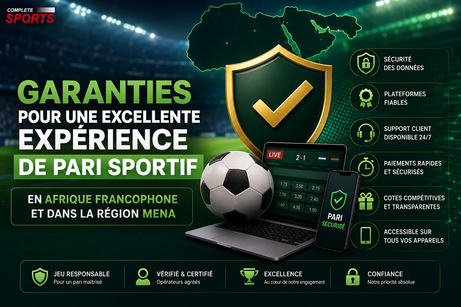 Garanties pour une excellente expérience de pari sportif en Afrique francophone et dans la région MENA