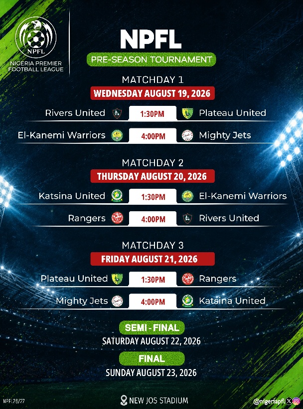 NPFL Pre-Season Invitational Tournament Fixtures