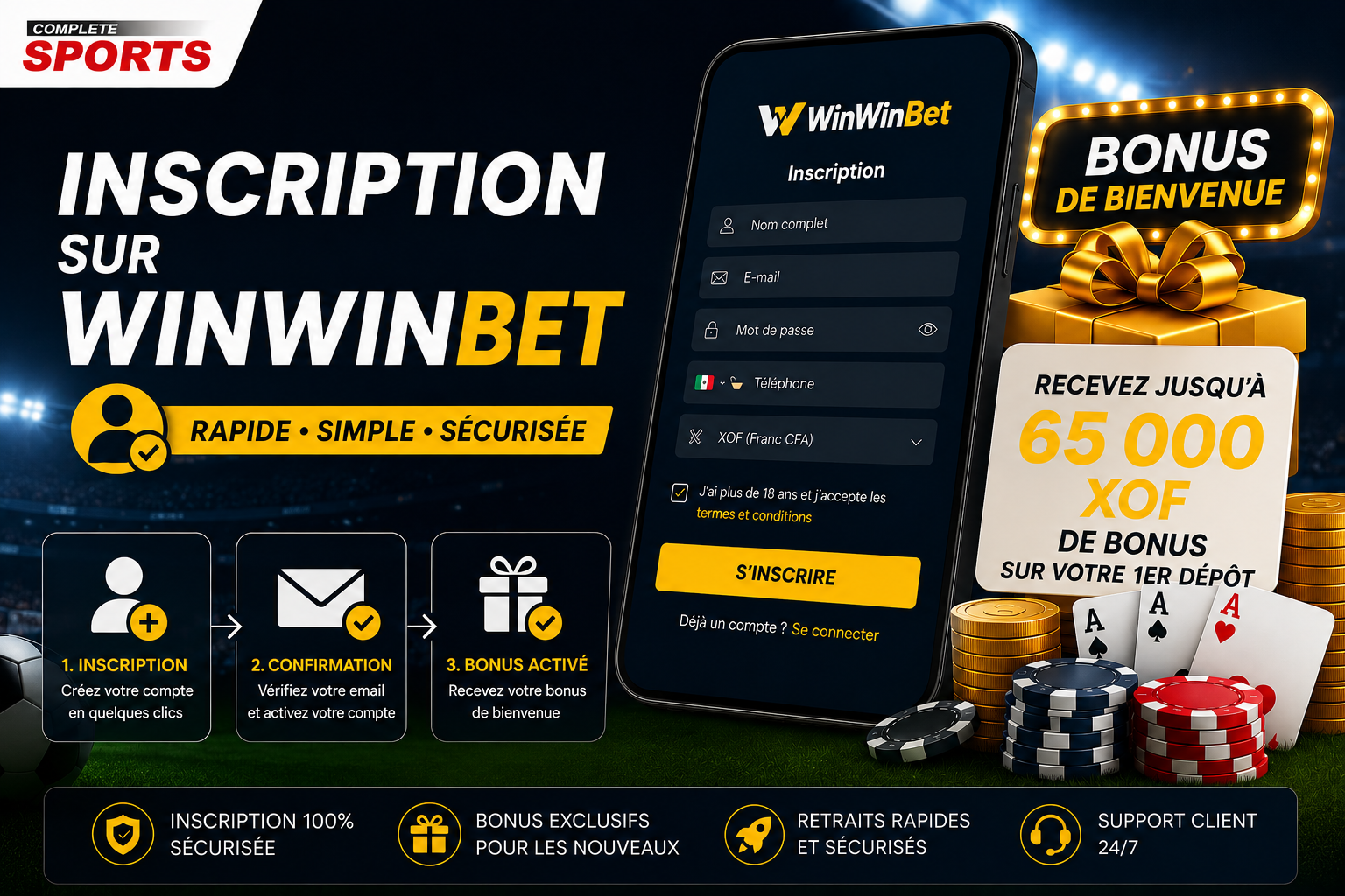 Inscription sur WinWinBet et Bonus de bienvenue