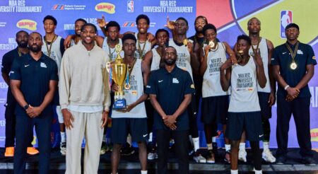 NBA REC University Tournament: Veritas University Crowned Inaugural Champions Veritas University players celebrate winning the NBA REC University Tournament